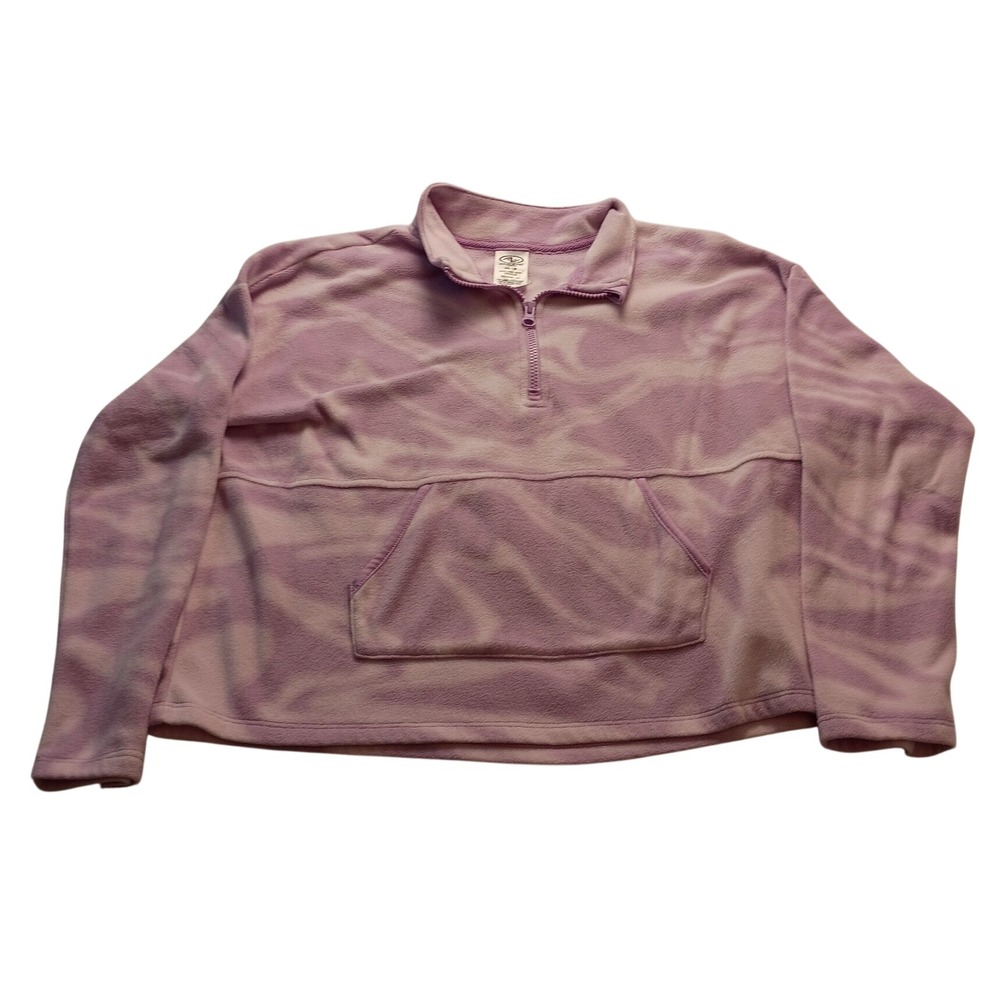 Athletic Works Fleece Pullover Girl's 18 1/4 Zip Marble Swirl Lavender Pink XXL